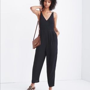 Madewell V-Neck Jumpsuit Black w/ Pockets, Size 12